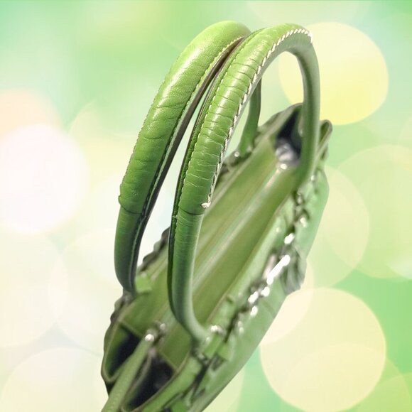 COACH Hampton Pebble Green Leather Satchel - Picture 15 of 15